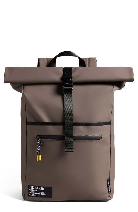 Ted Baker Clime Rubberized Rolltop Backpack In Taupe