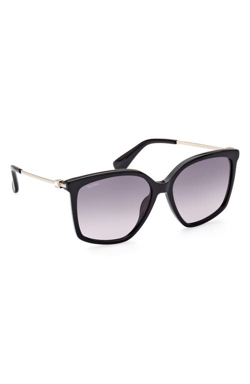 Shop Max Mara 56mm Gradient Geometric Sunglasses In Shiny Black/gradient Smoke