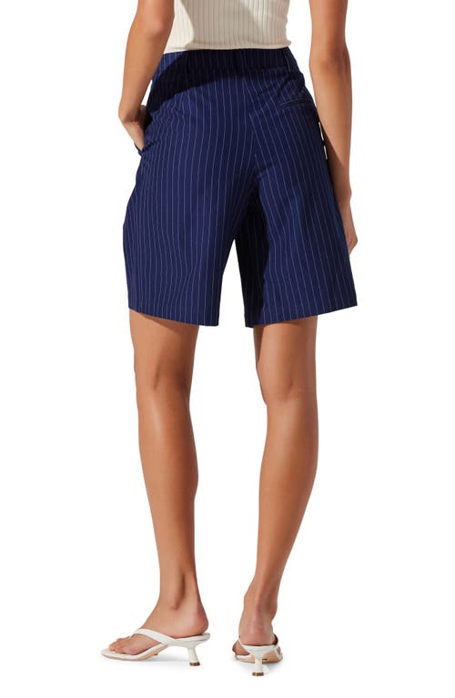 Shop Astr The Label Pinstripe Tailored Bermuda Shorts In Navy Stripe