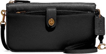 Coach, Bags, Coach Leather Small Wristlet Wallet In Black Turn Lock  Pocket