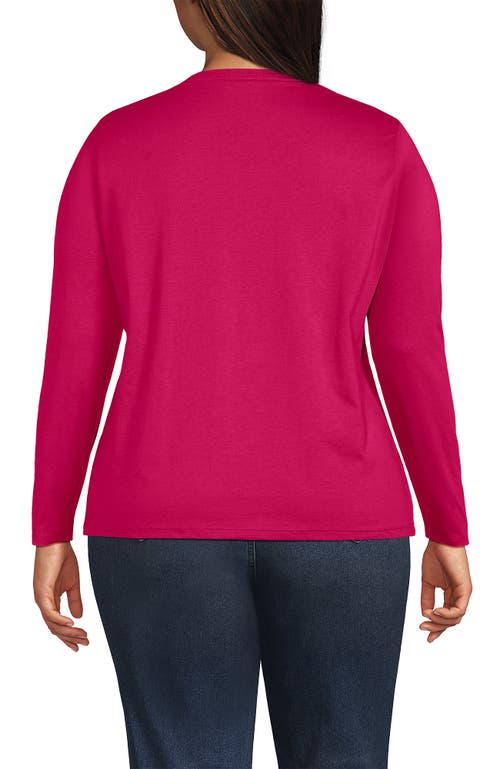 Shop Lands' End Plus Size Relaxed Supima Cotton Long Sleeve Crew Neck T-shirt In Spiced Rhubarb