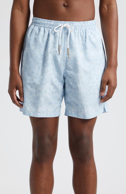 Eleventy Paisley Print Swim Trunks Baby Blue at Nordstrom,