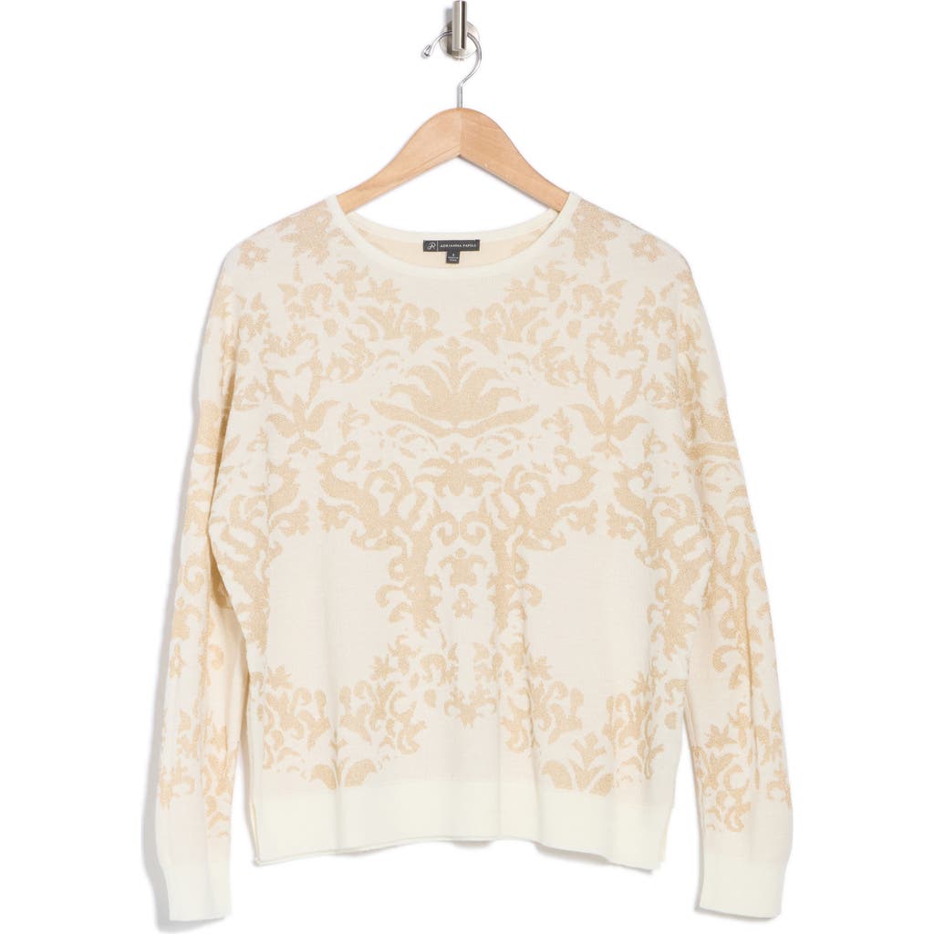ADRIANNA PAPELL ADRIANNA PAPELL METALLIC BOAT NECK SWEATER