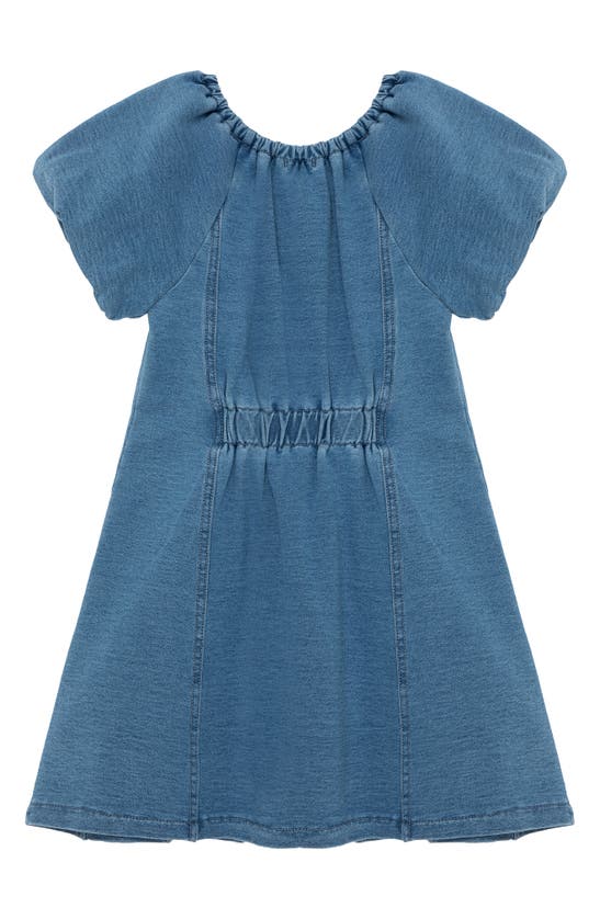 Shop Habitual Kids Kids' Puff Sleeve Denim A-line Dress In Med Stone