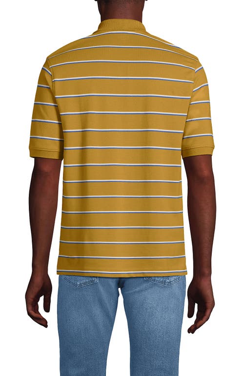 Shop Lands' End Short Sleeve Comfort-first Mesh Polo Shirt In Spicy Mustard Stripe