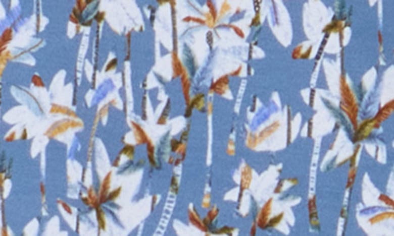Bugatchi Trim Fit Palm Print Short Sleeve Stretch Cotton Button-up Shirt In Air Blue