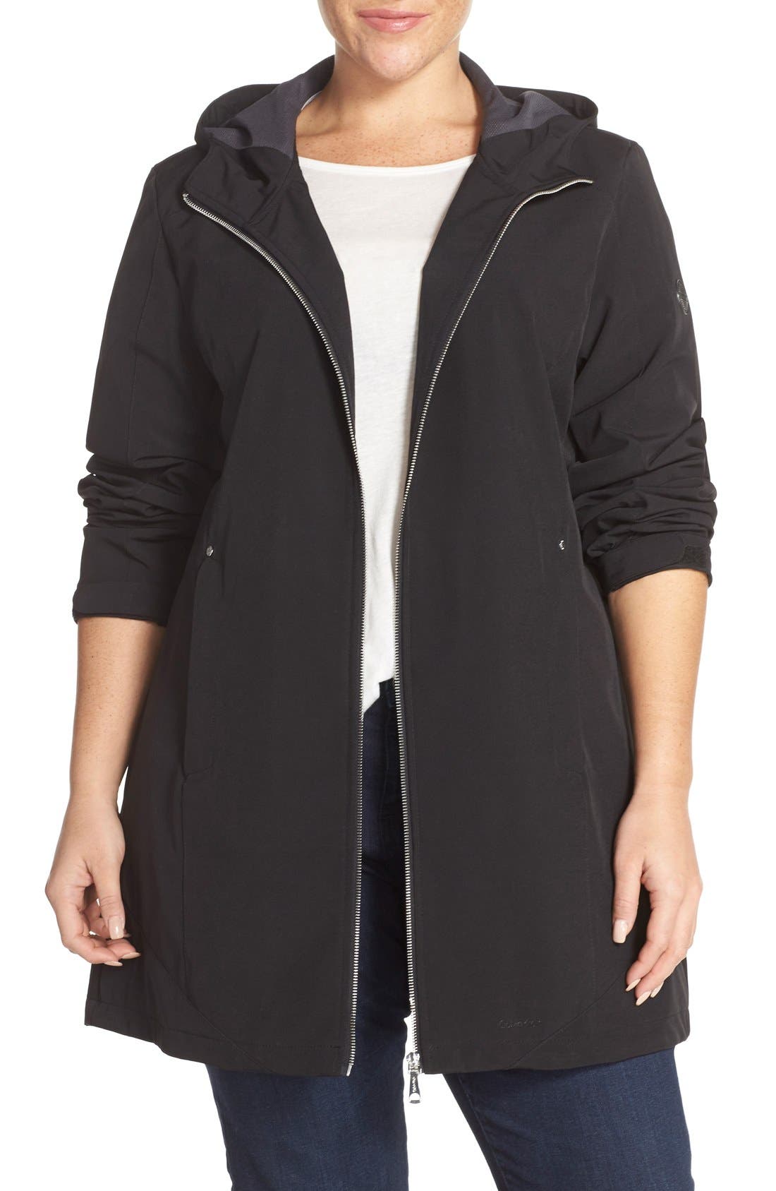 calvin klein soft shell hooded jacket