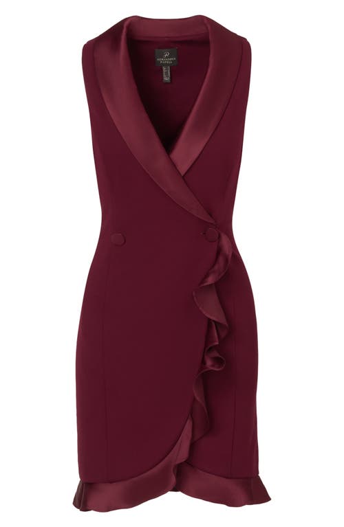 Shop Adrianna Papell Ruffle Double Breasted Sleeveless Minidress In Cabernet