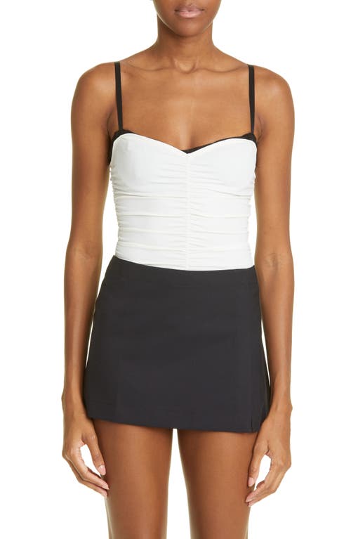 Renzo Ruched Mesh Tube Top in Cream