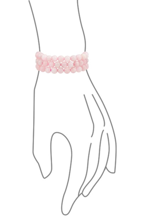 Bling Jewelry Set Of 3 Semiprecious Stone Beaded Stretch Bracelets In Light Pink