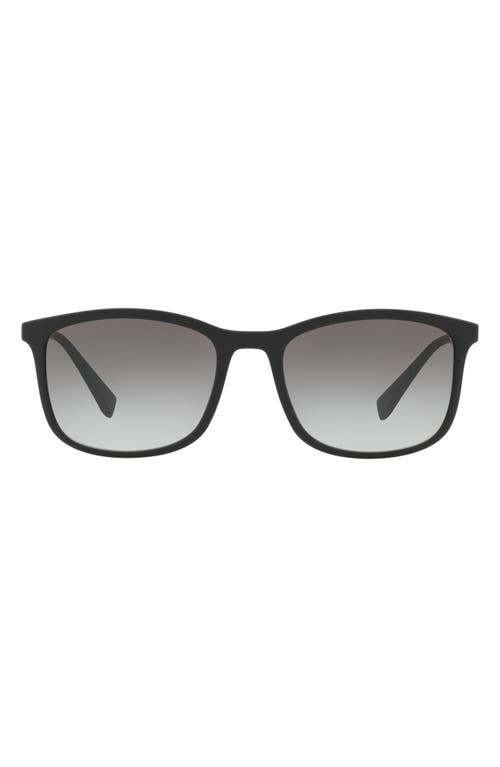 Shop Prada Sport 56mm Rectangle Sunglasses In Black Rubber/grey Gradient