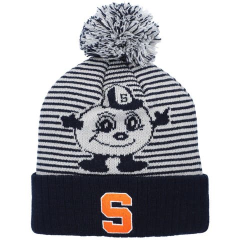 Youth New Era Navy Syracuse Orange Marl Cuffed Knit Hat with Pom