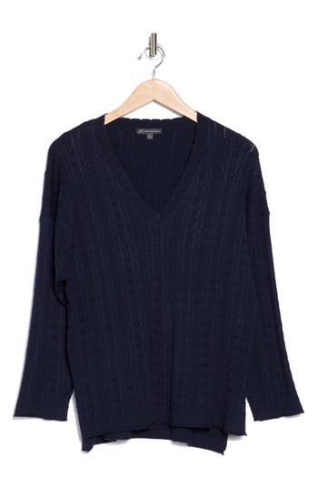 ADRIANNA PAPELL ADRIANNA PAPELL POPCORN & POINTELLE KNIT SWEATER 