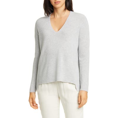 Eileen Fisher Boxy Shimmer Wool Blend Top, White