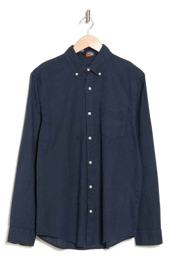 Shop Tailor Vintage Puretec Cool™ Linen & Cotton Button-up Shirt In Navy Blazer