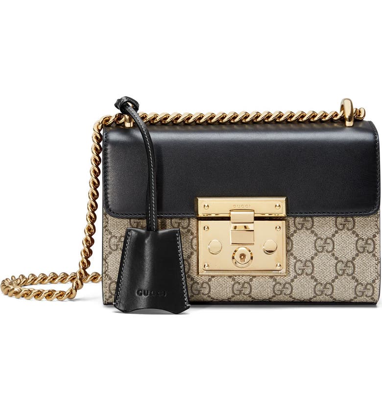 Small Padlock Gg Supreme Canvas Leather Shoulder Bag