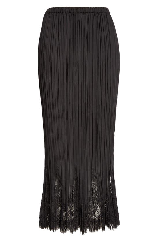 Shop Zimmermann Pleated Lace Trim Midi Skirt In Black