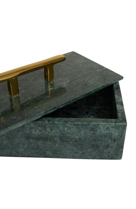 Vivian Lune Home Marble Box With Handle In Green