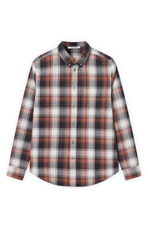 Wood Wood Adam Plaid Cotton Flannel Button-Down Shirt in 4017 Rust Check