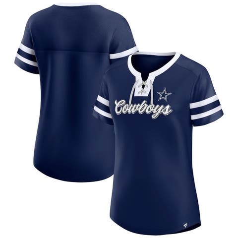 Dallas Cowboys Fanatics Branded Women's Established Jersey Cropped V-Neck T- Shirt - Navy