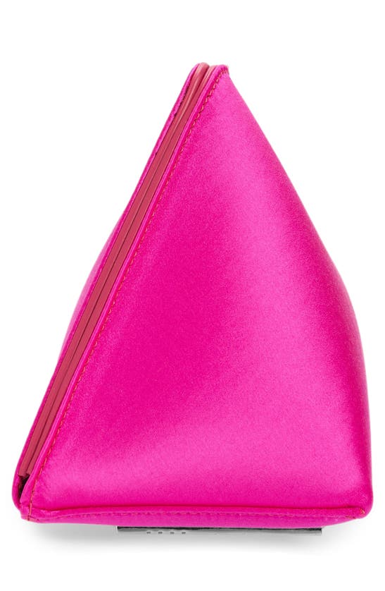 Attico Large Leather-trimmed Satin Clutch In Fuchsia