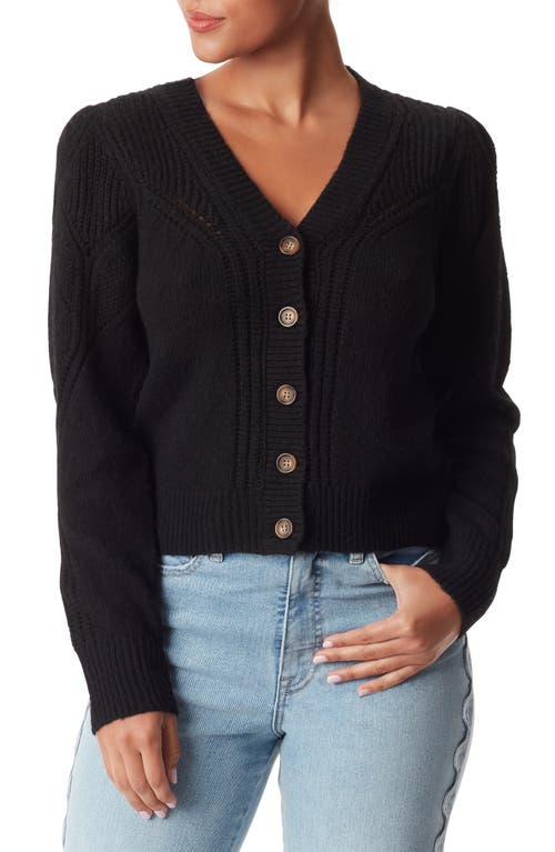 Sam Edelman Julietta Puff Sleeve Mixed Stitch Cardigan Black at Nordstrom,