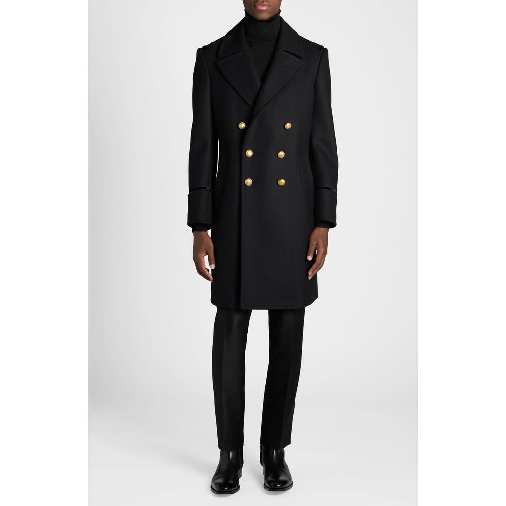 Tom Ford Double Breasted Wool Felt Martingale Coat In Black
