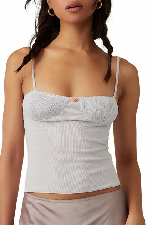 Free People Weekend Vibe Pointelle Cup Ribbed Pajama Camisole in Moonstruck