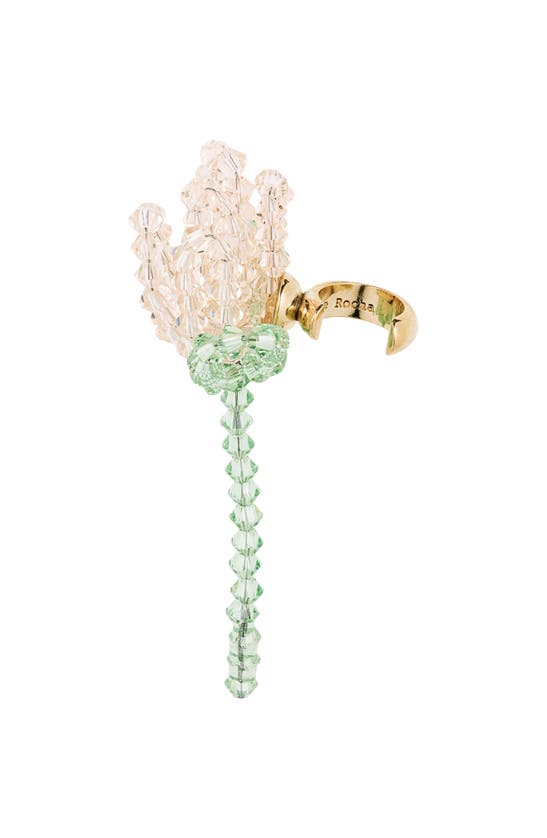 Shop Simone Rocha Crystal Bead Flower Ear Cuff In Mint