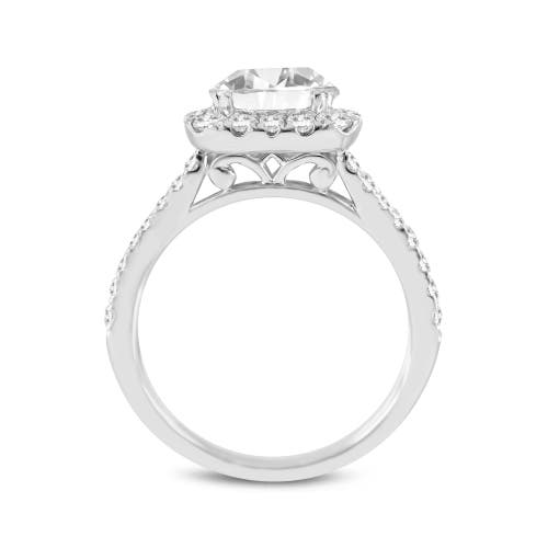Luvmyjewelry Etoile 14k White Gold Round Cut Lab Grown Diamond Halo Engagement Ring In 14k White Gold