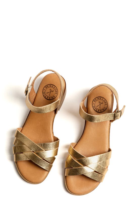 Penelope Chilvers Shepherdess Ankle Strap Sandal In Gold