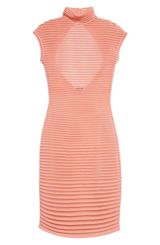 Shop Alaïa Transparent Stripe Back Cutout Dress In Rose