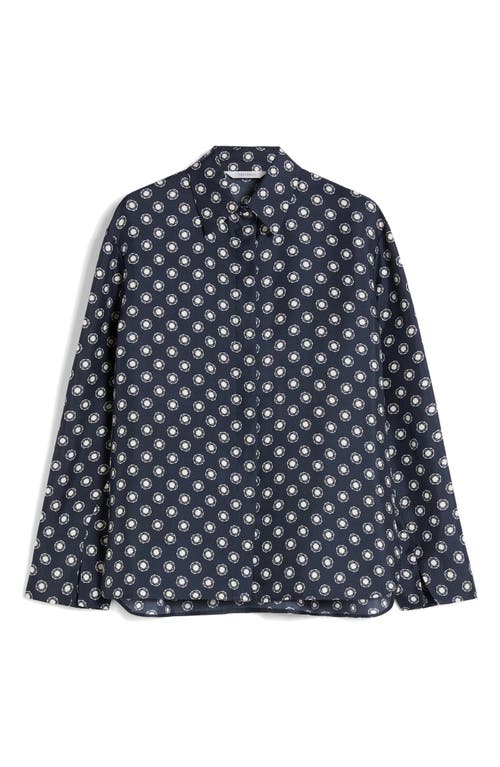 Shop Max Mara Leisure Urna Medallion Silk Button-up Shirt In Midnight Blue