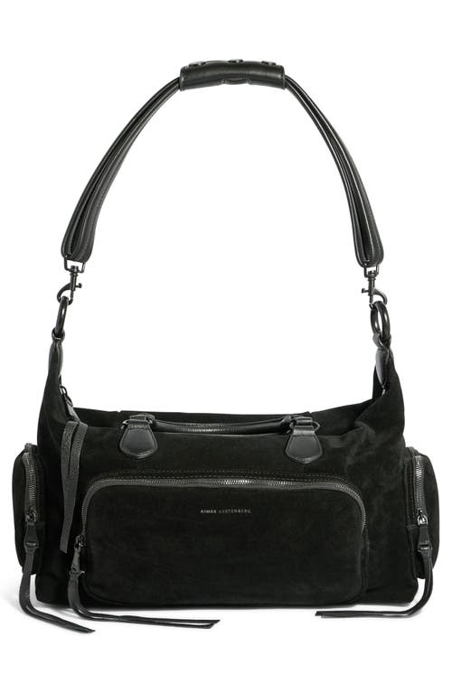 Aimee Kestenberg Away We Go Leather Duffle Bag In Black Suede