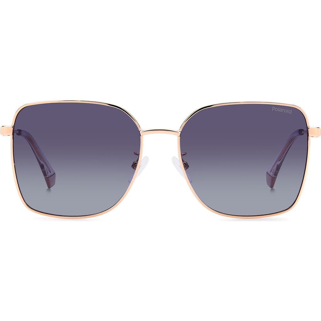 Polaroid 58mm Polarized Rectangular Sunglasses In Gold Copper/gray Polarized
