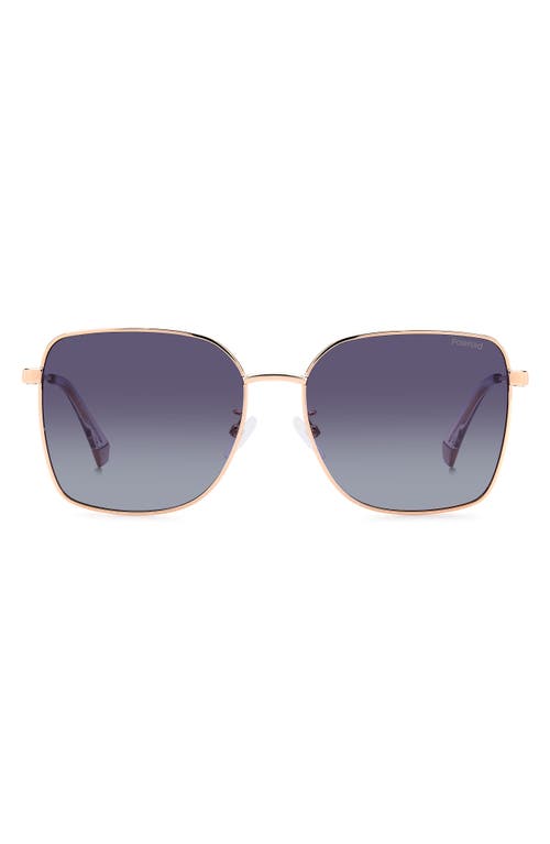 58mm Polarized Rectangular Sunglasses in Gold Copper/Gray Polarized