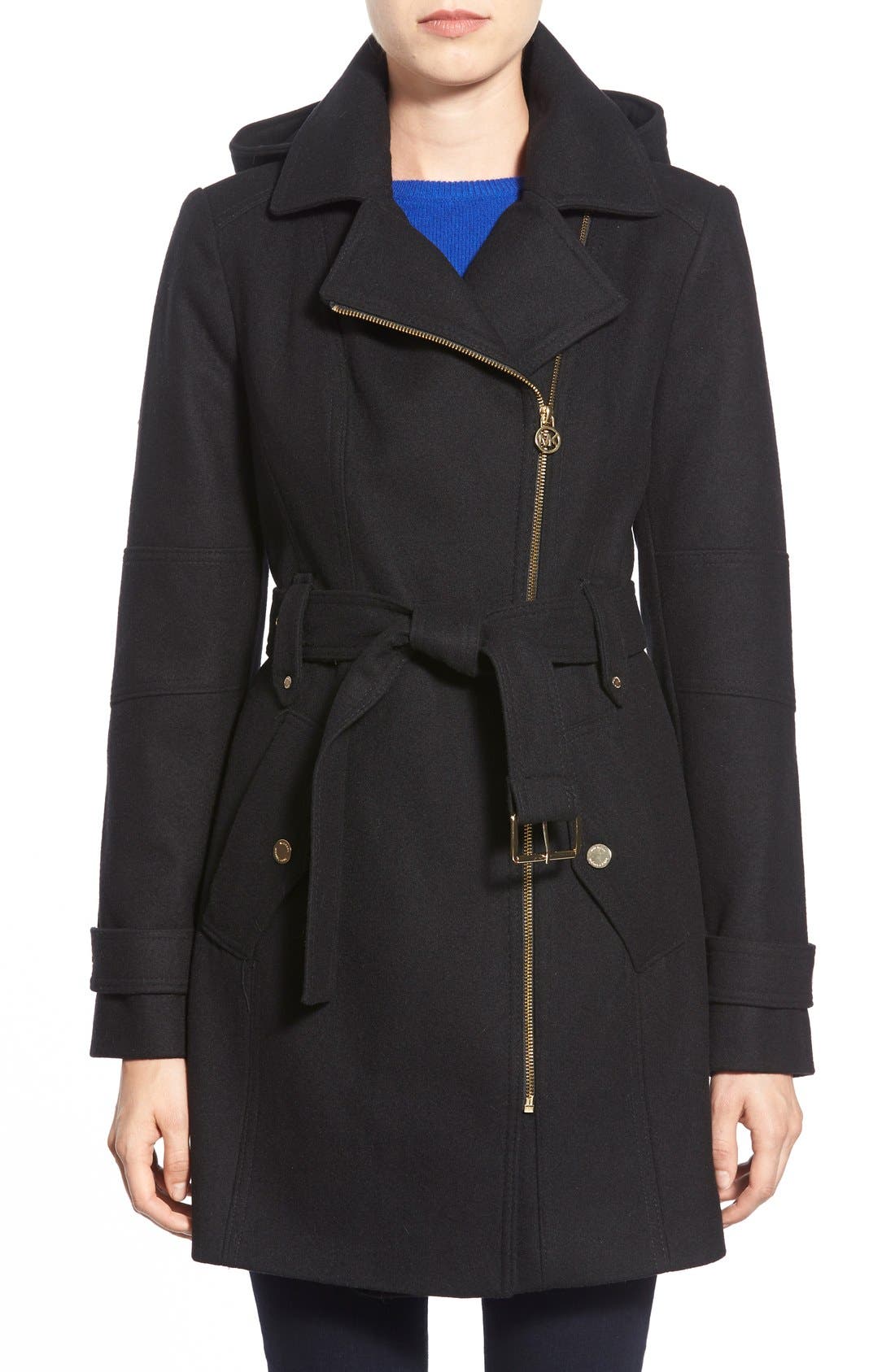 michael kors belted wool blend coat