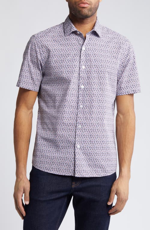 Robert Barakett Serle Dot Print Short Sleeve Buttion-Up Shirt Pink at Nordstrom,