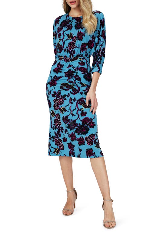 Chrisey Floral Ruched Dress in China Vine Barrier Reef Lg
