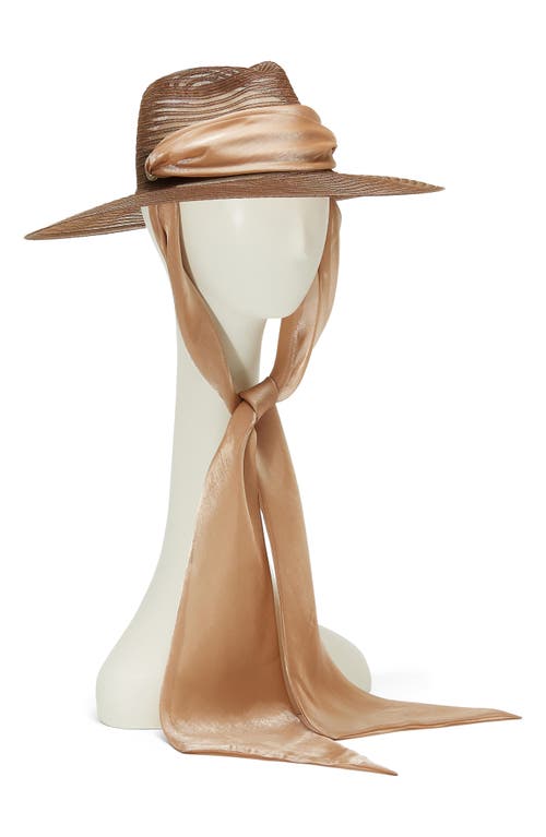 Eugenia Kim Cassidy Organza Chin Strap Semisheer Fedora in Chocolate at Nordstrom