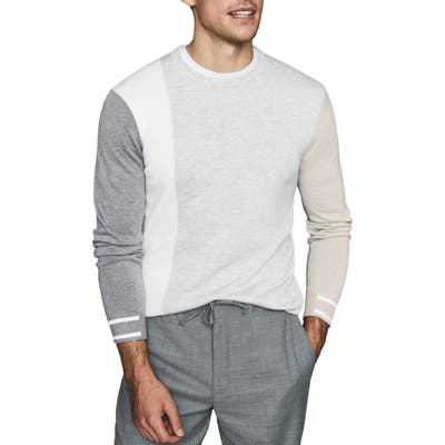 Reiss Simmy Regular Fit Crewneck Colorblock Sweater, Grey