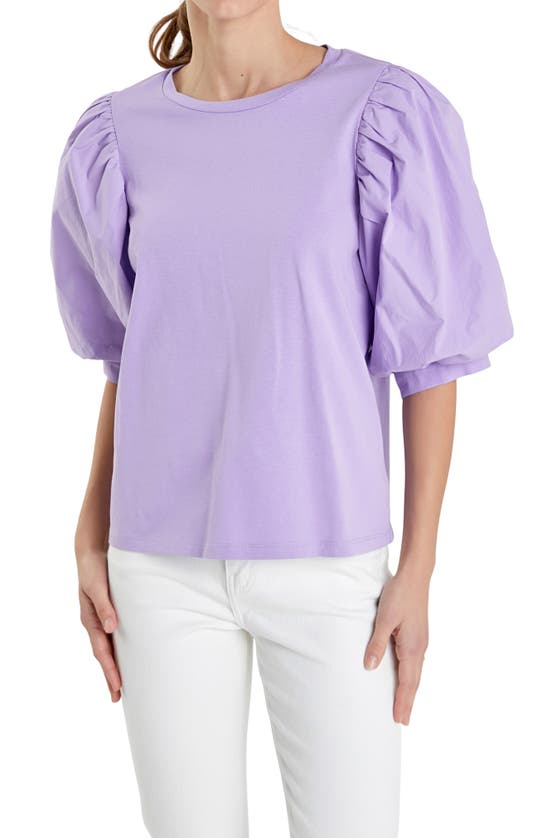 English Factory Mix Media Cotton Top In Lavender