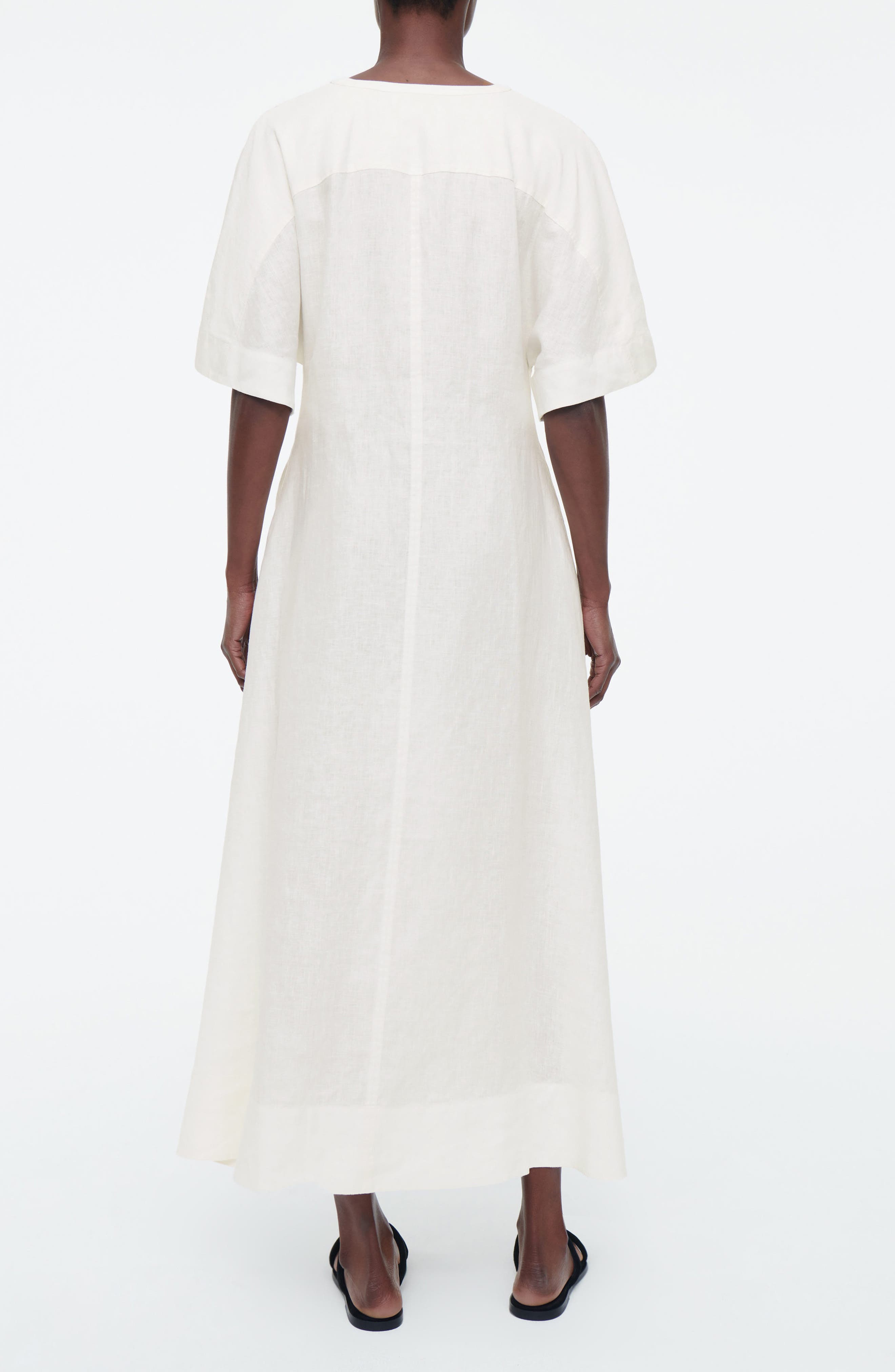 COS Pleated Linen Blend Midi Shirtdress | Nordstrom