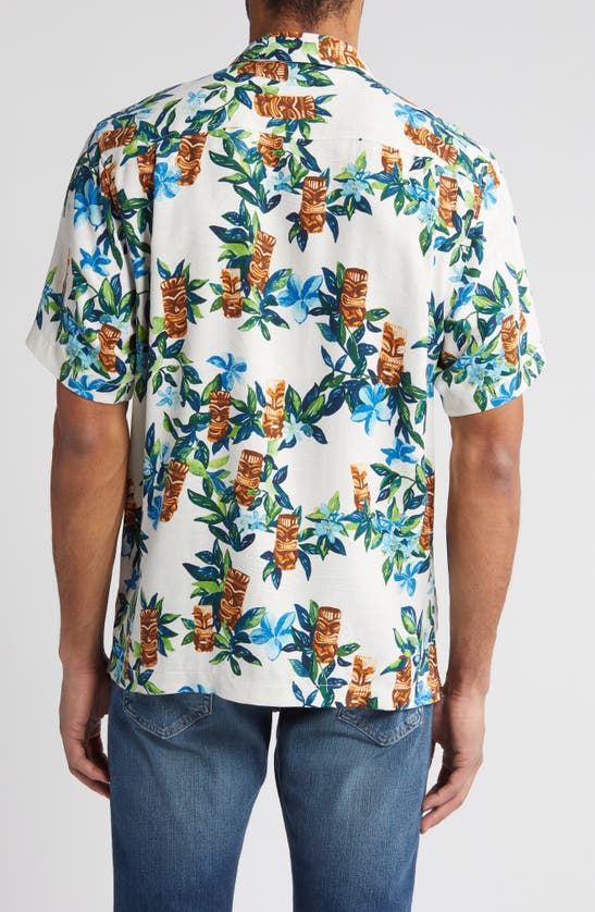 Shop Tommy Bahama Tiki Tumble Silk Short Sleeve Button-up Shirt In Continental