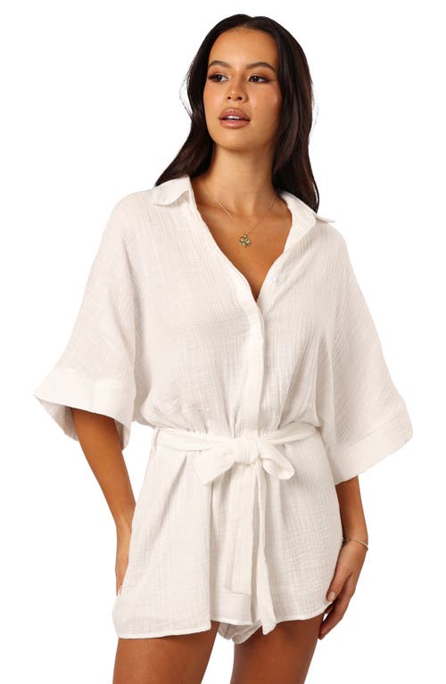 Petal And Pup Petal & Pup Jemmy Tie Waist Cotton Gauze Romper In Yellow