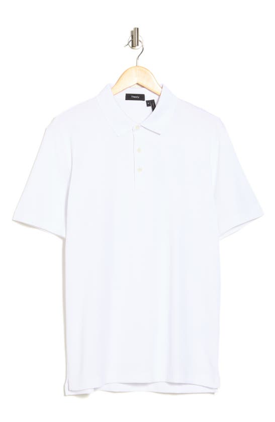 Theory Bron Polo In Cosmos Slub Cotton In White