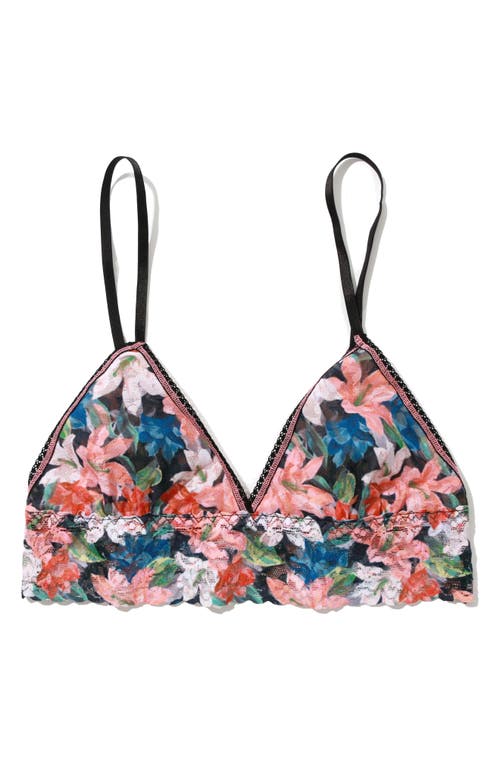 Hanky Panky Printed Signature Lace Padded Triangle Bralette In Wonderous Black