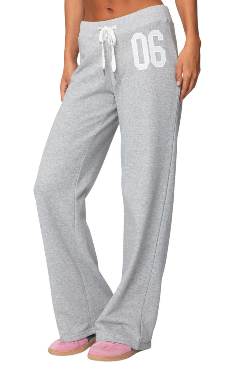 EDIKTED 06 Wide Leg Drawstring Sweatpants, Alternate, color, Grey Melange