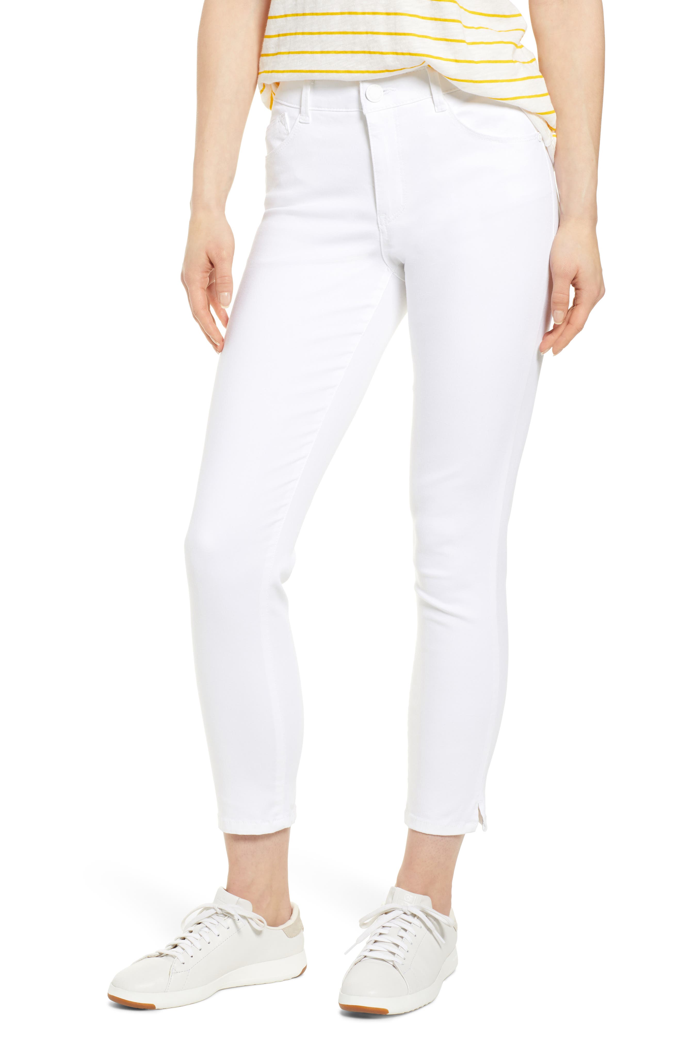 ladies white high waisted jeans