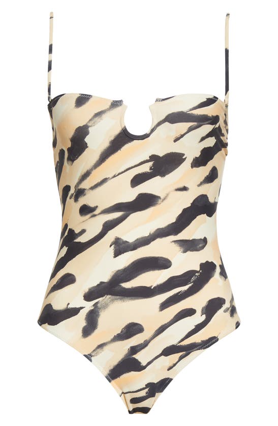 Nanushka Soline Animal Print One-piece Swimsuit In Hand Painted Abstract Animal